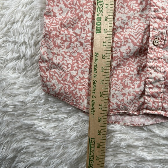 Faherty Shirt Mens Small Coral Short Sleeve Button Down Hemp Tencel Floral Camp - Picture 5 of 9